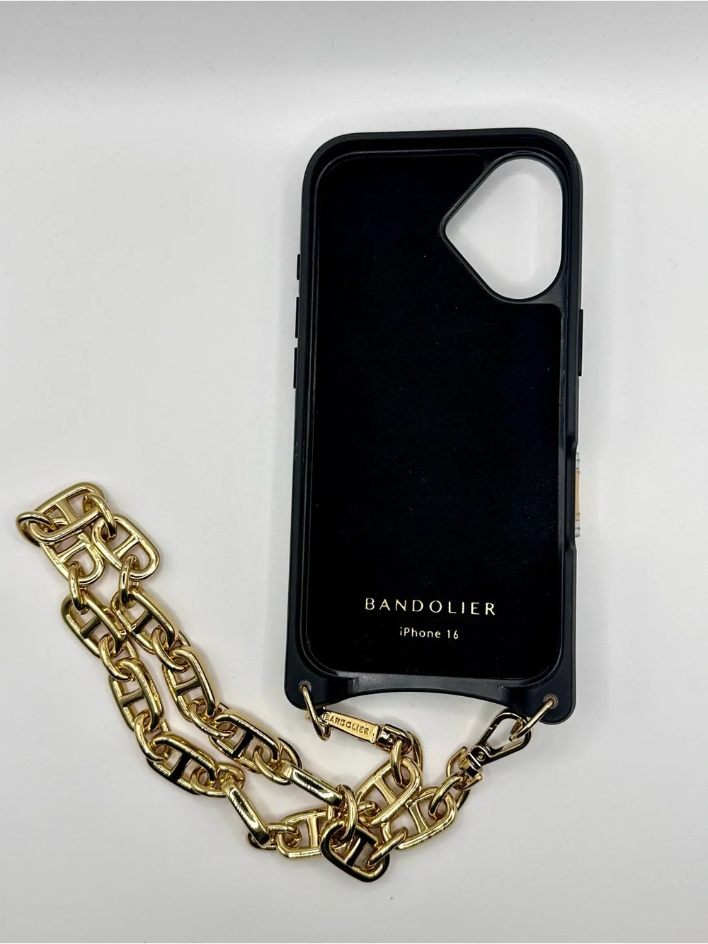 Bandolier Isla Magsafe Wristlet Phone Case Black Gold iPhone 16 Card Slots